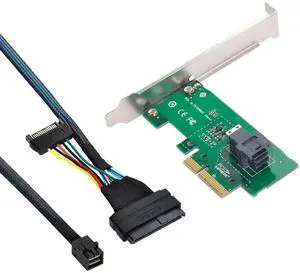 PCIe 4.0 x4 SFF-8643 Host Adapter Card Kit, PCI-E X4 to SFF-8643 Mini SAS HD Riser Card + SFF-8643 to SFF-8639 U.2 NVMe Extension Cable Set, for Motherboard 2.5" U.2 SFF-8639 SSD Storage Expansion PCIe 4.0 x4 SFF-8643 Host Adapter Card Kit, PCI-E X4 to SFF-8643 Mini SAS HD Riser Card + SFF-8643 to SFF-8639 U.2 NVMe Extension Cable Set, for Motherboard 2.5" U.2 SFF-8639 SSD Storage Expansion