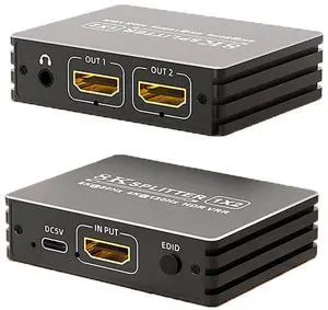 WRIARICH HDMI 2.1 1 in 2 Out Splitter 8K@60Hz 4K@120Hz 48Gbps Mirror Dual Monitor Splitter with 3.5mm Audio Extractor EDID HDCP2.3 Dolby Vision HDR10+ 3D for PS5 SkyQ Xbox NVIDIA AMD Switch WRIARICH HDMI 2.1 1 in 2 Out Splitter 8K@60Hz 4K@120Hz 48Gbps Mirror Dual Monitor Splitter with 3.5mm Audio Extractor EDID HDCP2.3 Dolby Vision HDR10+ 3D for PS5 SkyQ Xbox NVIDIA AMD Switch