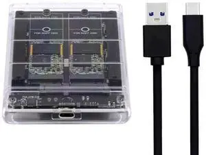 WRIARICH Dual NGFF B+M-Key M.2 SATA + 2.5 Inch SATA Combo Enclosure, USB 3.0 Type-C Multi-Disk Storage Case Support RAID 0, JBOD, Span Mode WRIARICH Dual NGFF B+M-Key M.2 SATA + 2.5 Inch SATA Combo Enclosure, USB 3.0 Type-C Multi-Disk Storage Case Support RAID 0, JBOD, Span Mode