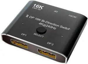 WRIARICH Bi-Directional DisplayPort Switch Splitter Hub 2 in 1 Out 16K@60Hz 4K@240Hz SST HDCP Video Converter Adapter WRIARICH Bi-Directional DisplayPort Switch Splitter Hub 2 in 1 Out 16K@60Hz 4K@240Hz SST HDCP Video Converter Adapter