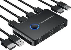 WRIARICH Giimake 2 Port HDMI KVM Switch 4K@60Hz, 2 Computers Share Single Monitor Keyboard Mouse, Comes with 2 HDMI & 2 USB Cables WRIARICH Giimake 2 Port HDMI KVM Switch 4K@60Hz, 2 Computers Share Single Monitor Keyboard Mouse, Comes with 2 HDMI & 2 USB Cables