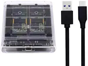 WRIARICH Dual B+M Key M.2 SATA + 2.5 Inch SATA Combo Enclosure, USB 3.0 Type-C Multi-Disk Adapter Support RAID 0 JBOD Span Mode WRIARICH Dual B+M Key M.2 SATA + 2.5 Inch SATA Combo Enclosure, USB 3.0 Type-C Multi-Disk Adapter Support RAID 0 JBOD Span Mode