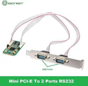 WRIARICH Half-Size Mini PCIe to 2-Port RS232 DB9 Serial Card, Industrial COM Controller with EXAR XR17V352 Chip WRIARICH Half-Size Mini PCIe to 2-Port RS232 DB9 Serial Card, Industrial COM Controller with EXAR XR17V352 Chip
