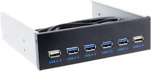 WRIARICH 5.25 Inch Metal Bracket 6-Port Front Panel USB Hub, 4 USB 3.0 + 2 USB 2.0 Optical Drive Bay Expansion Splitter with 20Pin Motherboard USB Header Cable for Desktop PC Chassis WRIARICH 5.25 Inch Metal Bracket 6-Port Front Panel USB Hub, 4 USB 3.0 + 2 USB 2.0 Optical Drive Bay Expansion Splitter with 20Pin Motherboard USB Header Cable for Desktop PC Chassis