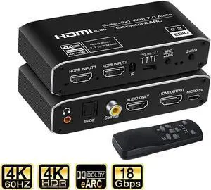 WRIARICH 2 in 1 HDMI Switch with Audio Extractor, 4K@60Hz HDMI Selector Separate HDMI Video + Optical/Coaxial/3.5mm Audio Output, Compatible with PS4 Xbox TV WRIARICH 2 in 1 HDMI Switch with Audio Extractor, 4K@60Hz HDMI Selector Separate HDMI Video + Optical/Coaxial/3.5mm Audio Output, Compatible with PS4 Xbox TV