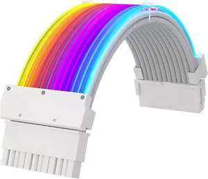 WRIARICH RGB Luminous 24Pin ATX Power Extension Cable, Dual-Head Acousto-Optic Sync Fiber Optic Glow Cord, 18AWG Tinned Copper, 245mm WRIARICH RGB Luminous 24Pin ATX Power Extension Cable, Dual-Head Acousto-Optic Sync Fiber Optic Glow Cord, 18AWG Tinned Copper, 245mm