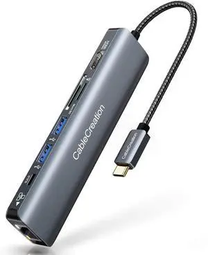 CableCreation 7-in-1 USB-C Multiport Hub, 4K@60Hz HDMI, 1Gbps Gigabit Ethernet, Dual USB 3.0, 100W PD Charging, SD TF Card Reader, Compatible with Steam Deck, MacBook Pro/Air, iPad Pro, USB-C Laptops CableCreation 7-in-1 USB-C Multiport Hub, 4K@60Hz HDMI, 1Gbps Gigabit Ethernet, Dual USB 3.0, 100W PD Charging, SD TF Card Reader, Compatible with Steam Deck, MacBook Pro/Air, iPad Pro, USB-C Laptops