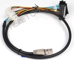 WRIARICH 100CM Mini SAS HD Breakout Cable, SFF-8644 Male to 4×SFF-8482 29Pin Female with 4Pin Auxiliary Power, 12Gbps SAS3.0 Internal Storage Fanout Cable for Server RAID & HDD Backplane WRIARICH 100CM Mini SAS HD Breakout Cable, SFF-8644 Male to 4×SFF-8482 29Pin Female with 4Pin Auxiliary Power, 12Gbps SAS3.0 Internal Storage Fanout Cable for Server RAID & HDD Backplane