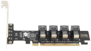 WRIARICH PCIe 4.0 x16 to 4-Port U.2 NVMe Expansion Split Card, SFF-8643 SFF-8639 U.2 Adapter Card with Independent LED Activity Indicators for Desktop PC & Server WRIARICH PCIe 4.0 x16 to 4-Port U.2 NVMe Expansion Split Card, SFF-8643 SFF-8639 U.2 Adapter Card with Independent LED Activity Indicators for Desktop PC & Server