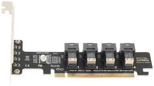 WRIARICH PCIe x16 to 4-Port U.2 NVMe Expansion Card, PCIe 4.0 SFF-8643 Splitter Adapter Compatible with SFF-8639 U.2 SSD, Individual LED Activity Indicators for Server & Workstation WRIARICH PCIe x16 to 4-Port U.2 NVMe Expansion Card, PCIe 4.0 SFF-8643 Splitter Adapter Compatible with SFF-8639 U.2 SSD, Individual LED Activity Indicators for Server & Workstation