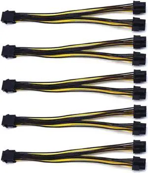 WRIARICH 5-Pack PCIe 8Pin to Dual 8Pin (6+2) Y-Splitter Power Extension Cables, GPU Graphics Card Power Splitter Cord WRIARICH 5-Pack PCIe 8Pin to Dual 8Pin (6+2) Y-Splitter Power Extension Cables, GPU Graphics Card Power Splitter Cord