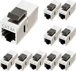 WRIARICH 10 Pack Cat6a Shielded RJ45 Keystone Coupler, Female to Female Ethernet Extender WRIARICH 10 Pack Cat6a Shielded RJ45 Keystone Coupler, Female to Female Ethernet Extender