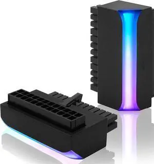 WRIARICH ATX 24Pin 90-Degree Power Adapter Female to Male with 5V 3Pin ARGB Rainbow Lighting for PC Motherboard PSU, 1 Pack WRIARICH ATX 24Pin 90-Degree Power Adapter Female to Male with 5V 3Pin ARGB Rainbow Lighting for PC Motherboard PSU, 1 Pack