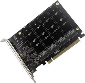 WRIARICH 4-Port PCIe M.2 NVMe SSD Expansion Card, PCI-E X4 M.2 NVMe Solid State Drive Adapter for Desktop Motherboard WRIARICH 4-Port PCIe M.2 NVMe SSD Expansion Card, PCI-E X4 M.2 NVMe Solid State Drive Adapter for Desktop Motherboard