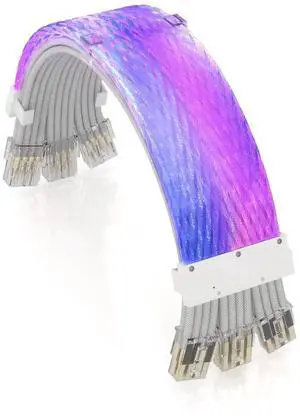 WRIARICH Full White ARGB Strimer PSU Extension Cable Kit, 3×PCIe 8(6+2)Pin GPU Power Cord, 5V 3Pin Addressable RGB Sync, Transparent Mesh Connectors for White Themed PC Case WRIARICH Full White ARGB Strimer PSU Extension Cable Kit, 3×PCIe 8(6+2)Pin GPU Power Cord, 5V 3Pin Addressable RGB Sync, Transparent Mesh Connectors for White Themed PC Case