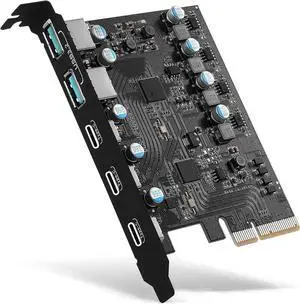 WRIARICH PCIe X4 USB 3.2 Gen 2 Expansion Card, 5-Port Front Panel USB Controller Adapter (3×USB-C + 2×USB-A), 10Gbps SuperSpeed PCI Express Add-On Card for Desktop Motherboard WRIARICH PCIe X4 USB 3.2 Gen 2 Expansion Card, 5-Port Front Panel USB Controller Adapter (3×USB-C + 2×USB-A), 10Gbps SuperSpeed PCI Express Add-On Card for Desktop Motherboard
