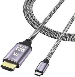 WRIARICH 1.8m USB3.1 Type-C to HDMI 2.1 Cable, 48Gbps, 8K@30Hz & 4K@120Hz UHD HDR, Compatible with Thunderbolt 3 for TV, Projector & Monitor WRIARICH 1.8m USB3.1 Type-C to HDMI 2.1 Cable, 48Gbps, 8K@30Hz & 4K@120Hz UHD HDR, Compatible with Thunderbolt 3 for TV, Projector & Monitor
