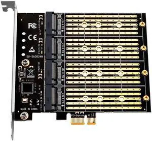 WRIARICH PCIe 3.0 X1 to 4-Port B Key M.2 NGFF SATA SSD Expansion Riser Card, Multi-Drive Storage Adapter Dedicated for Chia Mining Plotting Rig WRIARICH PCIe 3.0 X1 to 4-Port B Key M.2 NGFF SATA SSD Expansion Riser Card, Multi-Drive Storage Adapter Dedicated for Chia Mining Plotting Rig