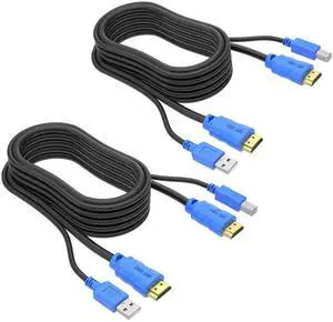 WRIARICH MT-VIKI 2 Pack 10FT USB HDMI KVM Cable, 4K HDMI USB A to USB B Twin Cord Compatible with Standard KVM Switch WRIARICH MT-VIKI 2 Pack 10FT USB HDMI KVM Cable, 4K HDMI USB A to USB B Twin Cord Compatible with Standard KVM Switch