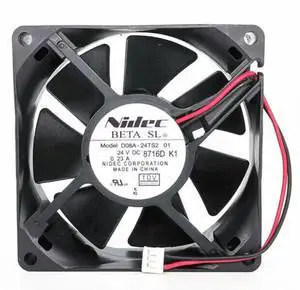 WRIARICH Nidec D08A-24TS2 01 8025 DC 24V 0.23A 2-Wire Axial Cooling Fan for Industrial Inverter WRIARICH Nidec D08A-24TS2 01 8025 DC 24V 0.23A 2-Wire Axial Cooling Fan for Industrial Inverter