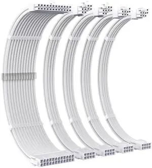 WRIARICH White Nylon Sleeved PSU Extension Cable Kit, 18AWG 30CM ATX 24Pin + 4+4Pin EPS + 6+2Pin PCIe with Cable Combs for ATX Power Supply WRIARICH White Nylon Sleeved PSU Extension Cable Kit, 18AWG 30CM ATX 24Pin + 4+4Pin EPS + 6+2Pin PCIe with Cable Combs for ATX Power Supply