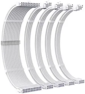 WRIARICH White Sleeved PSU Extension Cable Kit 30CM, 18AWG ATX 24Pin + 4+4Pin EPS + 6+2Pin PCI-E with Cable Combs for ATX Power Supply WRIARICH White Sleeved PSU Extension Cable Kit 30CM, 18AWG ATX 24Pin + 4+4Pin EPS + 6+2Pin PCI-E with Cable Combs for ATX Power Supply