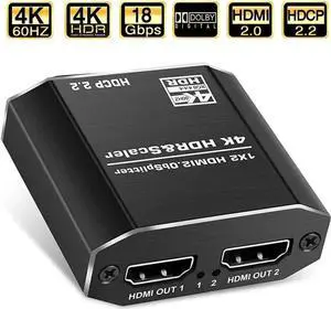 WRIARICH 1 in 2 Out HDMI Splitter 1x2 with 4 Adjustable EDID Modes, HDMI 2.0b 4K@60Hz Dual Monitor Splitter, Supports HDCP2.2, RGB 4:4:4, 3D & Full HD 1080P for Gaming & Office Display WRIARICH 1 in 2 Out HDMI Splitter 1x2 with 4 Adjustable EDID Modes, HDMI 2.0b 4K@60Hz Dual Monitor Splitter, Supports HDCP2.2, RGB 4:4:4, 3D & Full HD 1080P for Gaming & Office Display