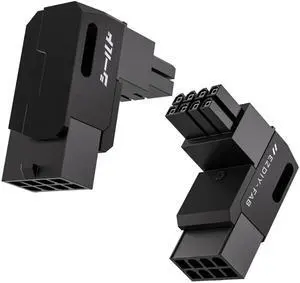 WRIARICH 2 Pack Black Shield Series 90° Angled 8Pin PCIe GPU Power Adapter, Aluminum Alloy Graphics Card Power Direction Changer WRIARICH 2 Pack Black Shield Series 90° Angled 8Pin PCIe GPU Power Adapter, Aluminum Alloy Graphics Card Power Direction Changer