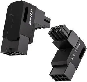WRIARICH 2 Pack Black Shield Series Reverse 90° Angled 8Pin PCIe GPU Power Adapter, Aluminum Alloy Direction Changing Connector WRIARICH 2 Pack Black Shield Series Reverse 90° Angled 8Pin PCIe GPU Power Adapter, Aluminum Alloy Direction Changing Connector