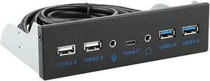 5.25 Inch Optical Drive Bay Multifunction Front Panel Expansion Board, 10Gbps USB3.1 Gen2 Type-C, 7 Ports Total with USB3.0, USB2.0, HD Audio & Mic Jack, Equipped with 20Pin Key-A USB3.1 Motherboard H 5.25 Inch Optical Drive Bay Multifunction Front Panel Expansion Board, 10Gbps USB3.1 Gen2 Type-C, 7 Ports Total with USB3.0, USB2.0, HD Audio & Mic Jack, Equipped with 20Pin Key-A USB3.1 Motherboard H