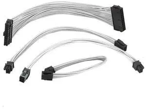 WRIARICH White Nylon Sleeved PSU Extension Cable Set | ATX 24Pin, EPS 4+4Pin, PCIe 6+2Pin & PCIe 6Pin PC Power Cords WRIARICH White Nylon Sleeved PSU Extension Cable Set | ATX 24Pin, EPS 4+4Pin, PCIe 6+2Pin & PCIe 6Pin PC Power Cords