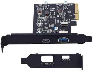 WRIARICH PCIe 4X USB 3.1 Gen2 Expansion Card with ASM1142 Chip, Dual USB-A + USB-C 10Gbps PCI Express Riser Add-On Adapter Compatible Windows XP/Vista/7/10 WRIARICH PCIe 4X USB 3.1 Gen2 Expansion Card with ASM1142 Chip, Dual USB-A + USB-C 10Gbps PCI Express Riser Add-On Adapter Compatible Windows XP/Vista/7/10