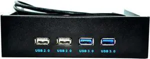 WRIARICH 5.25 Inch PC Case Front Panel 4-Port USB Hub, 2 USB3.0 + 2 USB2.0 with 2.6FT Extension Cable to Motherboard USB Header WRIARICH 5.25 Inch PC Case Front Panel 4-Port USB Hub, 2 USB3.0 + 2 USB2.0 with 2.6FT Extension Cable to Motherboard USB Header