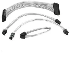 WRIARICH White Nylon Sleeved PSU Extension Cable Kit, ATX 24Pin / EPS 4+4Pin / PCI-E 6+2Pin / PCI-E 6Pin PC Power Extension Cords WRIARICH White Nylon Sleeved PSU Extension Cable Kit, ATX 24Pin / EPS 4+4Pin / PCI-E 6+2Pin / PCI-E 6Pin PC Power Extension Cords