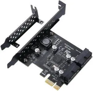 WRIARICH PCIe 1X to 2 Port 19Pin USB 3.2 Gen1 Expansion Card, 5Gbps Super Speed PCI Express Internal USB Adapter Card, Compatible with Windows 11/10/8.1/8/7/XP WRIARICH PCIe 1X to 2 Port 19Pin USB 3.2 Gen1 Expansion Card, 5Gbps Super Speed PCI Express Internal USB Adapter Card, Compatible with Windows 11/10/8.1/8/7/XP