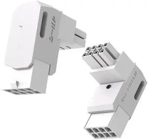 WRIARICH 2 Pack White Shield Series 90° Angled 8Pin PCIe GPU Power Adapter, Aluminum Alloy Power Steering Connector WRIARICH 2 Pack White Shield Series 90° Angled 8Pin PCIe GPU Power Adapter, Aluminum Alloy Power Steering Connector
