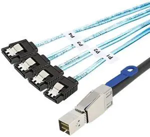 WRIARICH 1M SFF-8644 External HD Mini SAS to 4 SATA 7Pin Breakout Cable, 3.3FT 12Gbps Server RAID Hard Drive Data Cable WRIARICH 1M SFF-8644 External HD Mini SAS to 4 SATA 7Pin Breakout Cable, 3.3FT 12Gbps Server RAID Hard Drive Data Cable