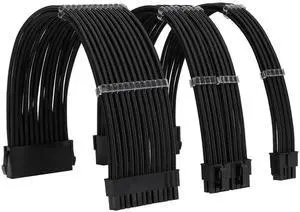 WRIARICH Black Braided Sleeved PSU Extension Cable Kit, 18AWG ATX 24Pin + EPS 8Pin + PCIe 8Pin with Cable Combs for Motherboard & GPU WRIARICH Black Braided Sleeved PSU Extension Cable Kit, 18AWG ATX 24Pin + EPS 8Pin + PCIe 8Pin with Cable Combs for Motherboard & GPU