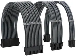 WRIARICH Grey Braided Sleeved PSU Extension Cable Kit, 18AWG ATX 24Pin + EPS 8Pin + PCI-E 8Pin with Cable Combs for Motherboard & GPU Connection WRIARICH Grey Braided Sleeved PSU Extension Cable Kit, 18AWG ATX 24Pin + EPS 8Pin + PCI-E 8Pin with Cable Combs for Motherboard & GPU Connection