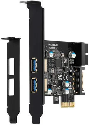 WRIARICH PCI-E USB 3.2 Gen1 Expansion Card, 2×USB-A 5Gbps + 20Pin Front Header, SATA Power Supply WRIARICH PCI-E USB 3.2 Gen1 Expansion Card, 2×USB-A 5Gbps + 20Pin Front Header, SATA Power Supply