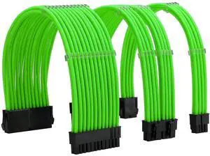WRIARICH Green Braided PSU Sleeved Extension Cable Kit, 18AWG ATX 24Pin + EPS 8Pin + PCIe 8Pin with Cable Combs for Motherboard & GPU WRIARICH Green Braided PSU Sleeved Extension Cable Kit, 18AWG ATX 24Pin + EPS 8Pin + PCIe 8Pin with Cable Combs for Motherboard & GPU
