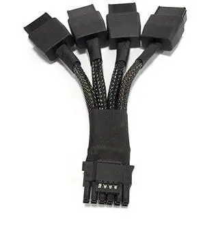 WRIARICH 3.94 Inch Sleeved 12VHPWR 16Pin Male to 4×8Pin Female GPU Power Extension Cable, PCIe 5.0 for RTX 4090/4080/3090Ti WRIARICH 3.94 Inch Sleeved 12VHPWR 16Pin Male to 4×8Pin Female GPU Power Extension Cable, PCIe 5.0 for RTX 4090/4080/3090Ti