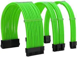 WRIARICH Green Braided PSU Extension Cable Kit, 18AWG ATX 24Pin + EPS 8Pin + PCIe 8Pin Cables with Cable Combs WRIARICH Green Braided PSU Extension Cable Kit, 18AWG ATX 24Pin + EPS 8Pin + PCIe 8Pin Cables with Cable Combs