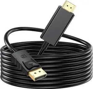 WRIARICH 10FT DP to HDMI Male to Male Cable, Uni-Directional DisplayPort to HDMI Cord Supports 1080P@60Hz Synchronized Audio & Video for Monitor Desktop Laptop Projector HDTV WRIARICH 10FT DP to HDMI Male to Male Cable, Uni-Directional DisplayPort to HDMI Cord Supports 1080P@60Hz Synchronized Audio & Video for Monitor Desktop Laptop Projector HDTV