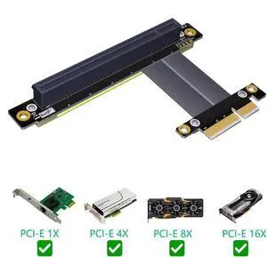 WRIARICH PCIe 4X to 16X Flexible GPU Riser Cable, PCI Express Graphics Card Extension Adapter Cord for Desktop PC WRIARICH PCIe 4X to 16X Flexible GPU Riser Cable, PCI Express Graphics Card Extension Adapter Cord for Desktop PC