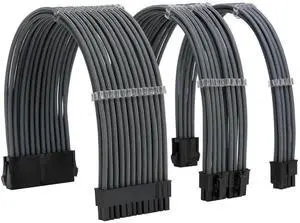 WRIARICH Grey Braided PSU Extension Cable Kit, 18AWG ATX 24Pin + EPS 8Pin + PCIe 8Pin Cables with Cable Combs WRIARICH Grey Braided PSU Extension Cable Kit, 18AWG ATX 24Pin + EPS 8Pin + PCIe 8Pin Cables with Cable Combs