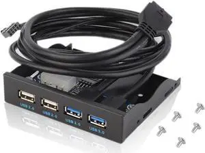 WRIARICH 3.5" Bay Front Panel USB Hub, 2 USB 3.0 + 2 USB 2.0 with Cable WRIARICH 3.5" Bay Front Panel USB Hub, 2 USB 3.0 + 2 USB 2.0 with Cable