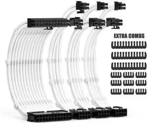 WRIARICH 30CM ATX PSU Extension Cable Kit with Cable Combs, Includes 24Pin, 8Pin(4+4), 8Pin(6+2) Modular Power Extension Cords WRIARICH 30CM ATX PSU Extension Cable Kit with Cable Combs, Includes 24Pin, 8Pin(4+4), 8Pin(6+2) Modular Power Extension Cords