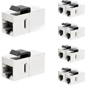 WRIARICH 10 Pack Silver Shielded Cat6 RJ45 Inline Coupler, STP Female to Female Keystone Insert Ethernet Extension Connector, 10Gbps Network Cable Extender Compatible with Cat6/Cat5e/Cat5 WRIARICH 10 Pack Silver Shielded Cat6 RJ45 Inline Coupler, STP Female to Female Keystone Insert Ethernet Extension Connector, 10Gbps Network Cable Extender Compatible with Cat6/Cat5e/Cat5