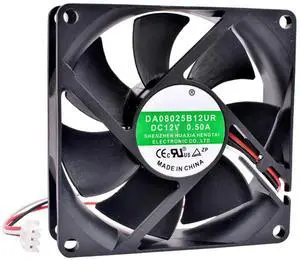 WRIARICH DA08025B12UR 8025 DC12V 0.50A Double Ball Bearing Cooling Fan, 80×80×25mm High Airflow Fan for Chassis, Server & Inverter WRIARICH DA08025B12UR 8025 DC12V 0.50A Double Ball Bearing Cooling Fan, 80×80×25mm High Airflow Fan for Chassis, Server & Inverter